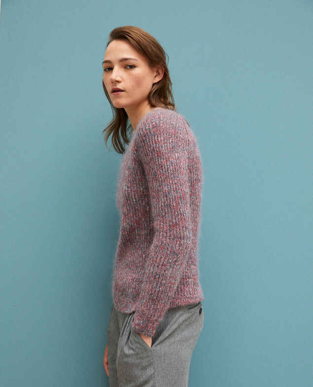 Flecked mohair jumper Pompeian red/ultra green/off white