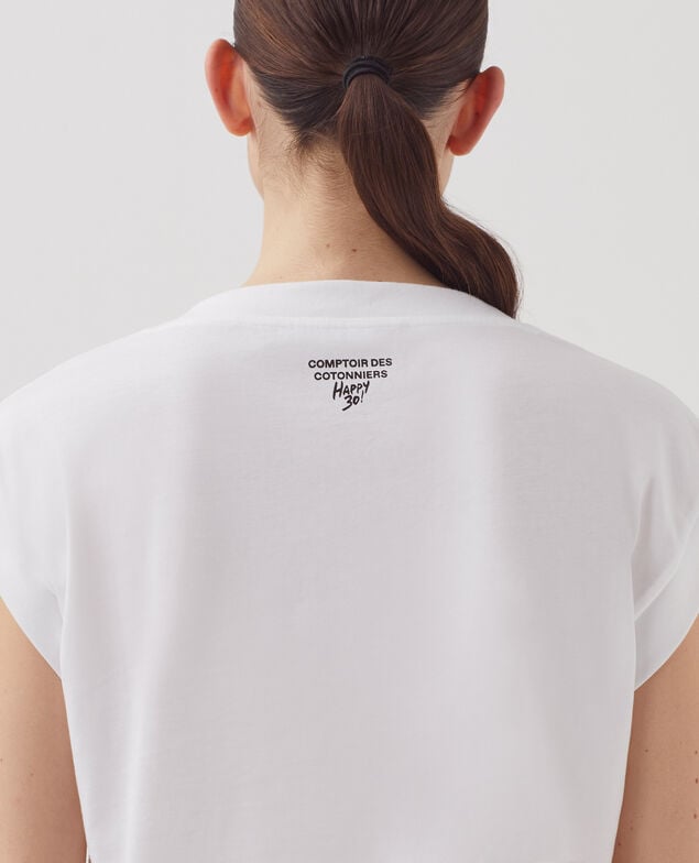 Boxy cotton t-shirt J001 white base words