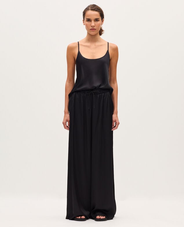 Wide silky trousers H091 black beauty