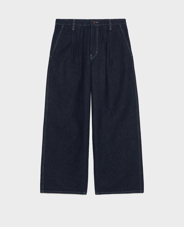 Dark wide leg cropped jeans Denim rinse