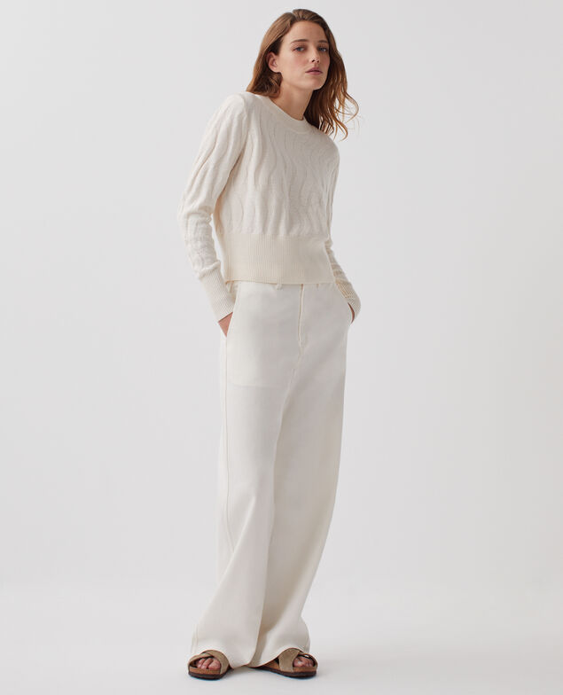 Round neck merino wool jumper I307 ecru