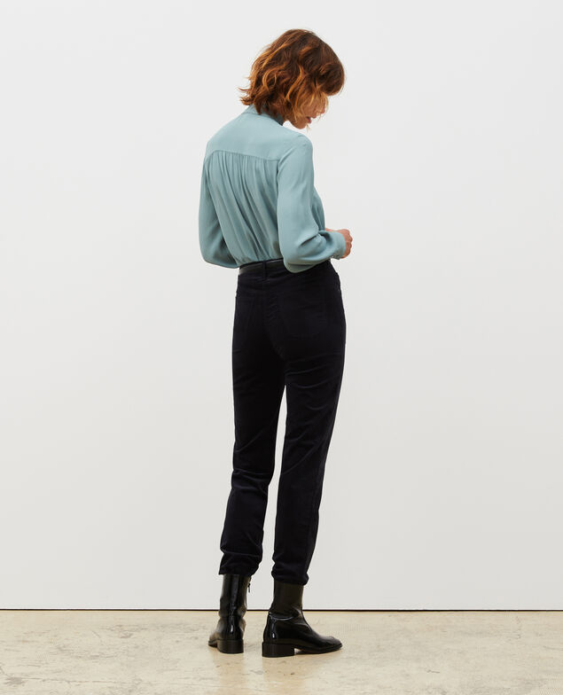 SLIM STRAIGHT - smooth velvet 5 pocket jeans Night sky