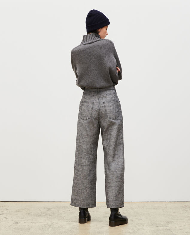 PLEATED - Wide grey denim trousers Grey wash