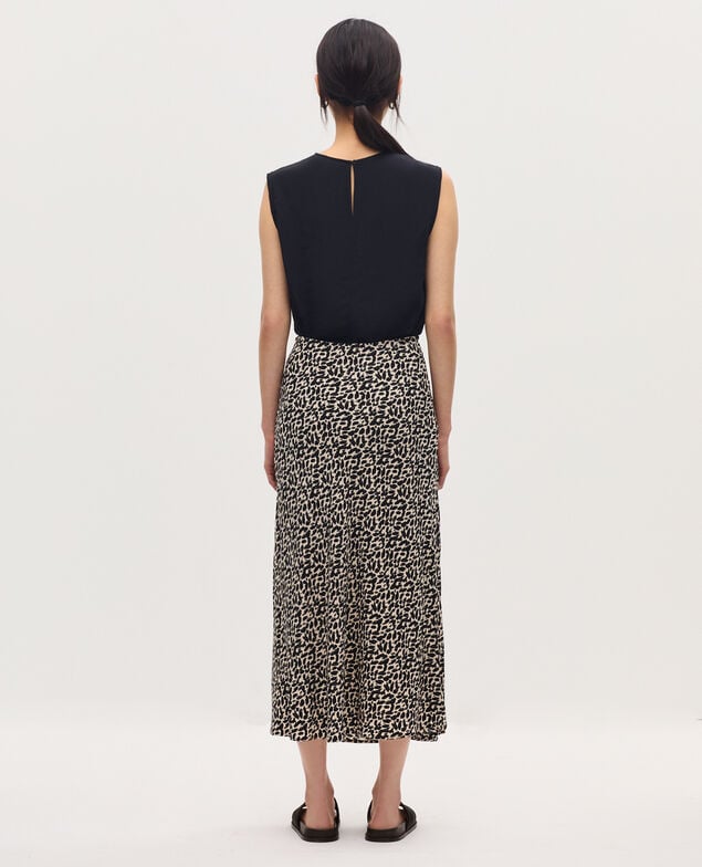 Silky midi skirt K010 leo ecru