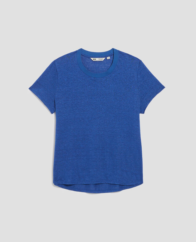 AMANDINE - linen round neck t-shirt H660 sodalite blue
