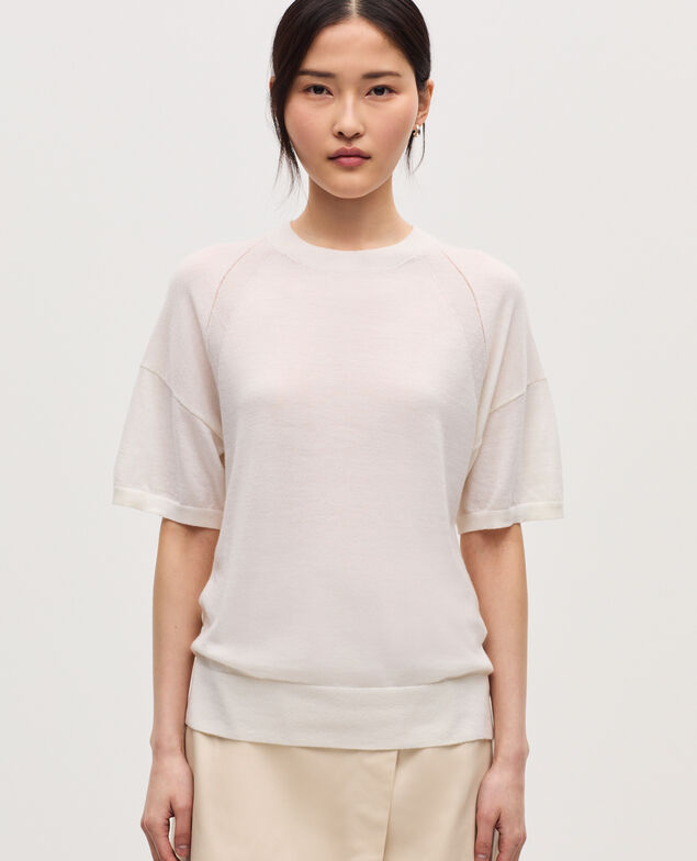 Merino wool and silk jumper H013 gardenia
