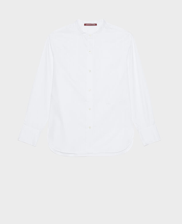 Round neck cotton shirt Brilliant white