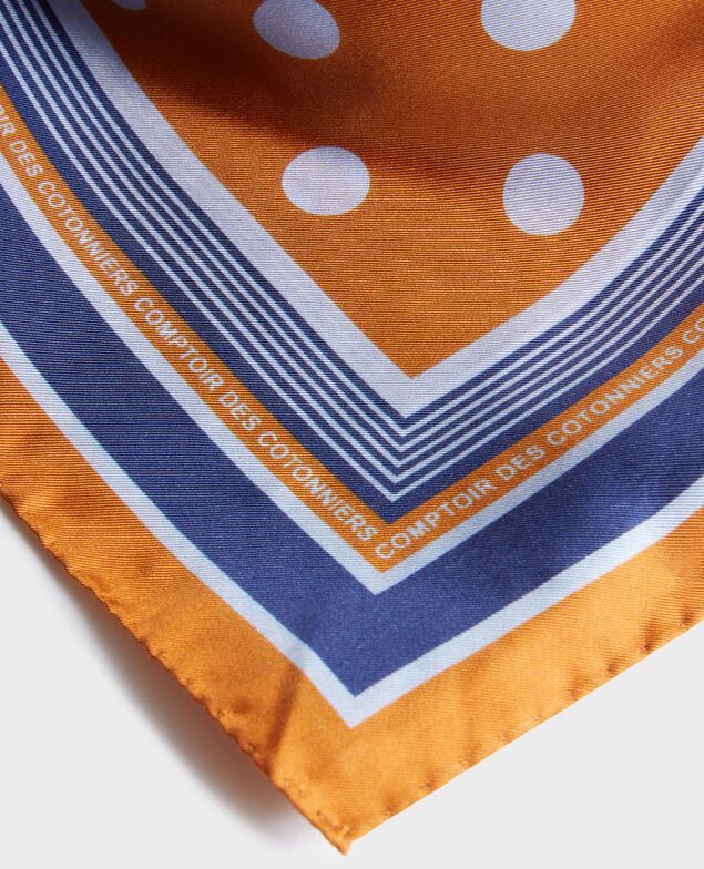 Polka dot square silk foulard Pumpkin spice