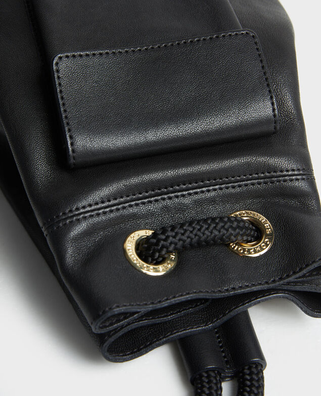 Small leather bucket bag Black beauty