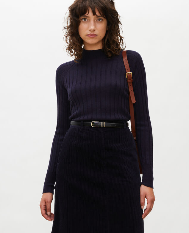 Ribbed merino wool turtleneck jumper Night sky