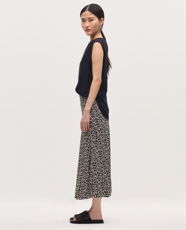 Silky midi skirt K010 leo ecru
