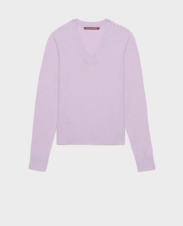 V-neck cashmere jumper Pastel lilac
