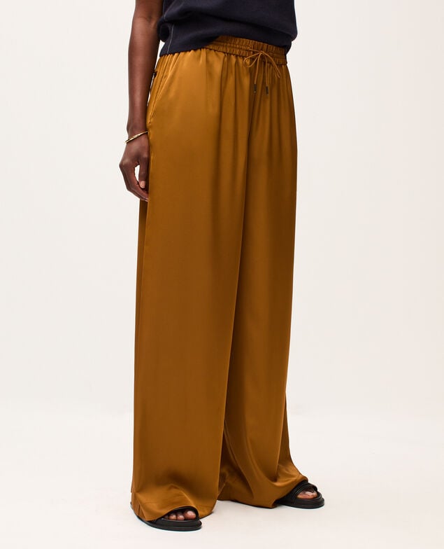 Wide silky trousers K340 bone brown