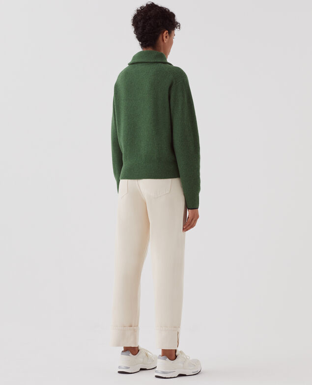 Half-zip wool jumper U550 green