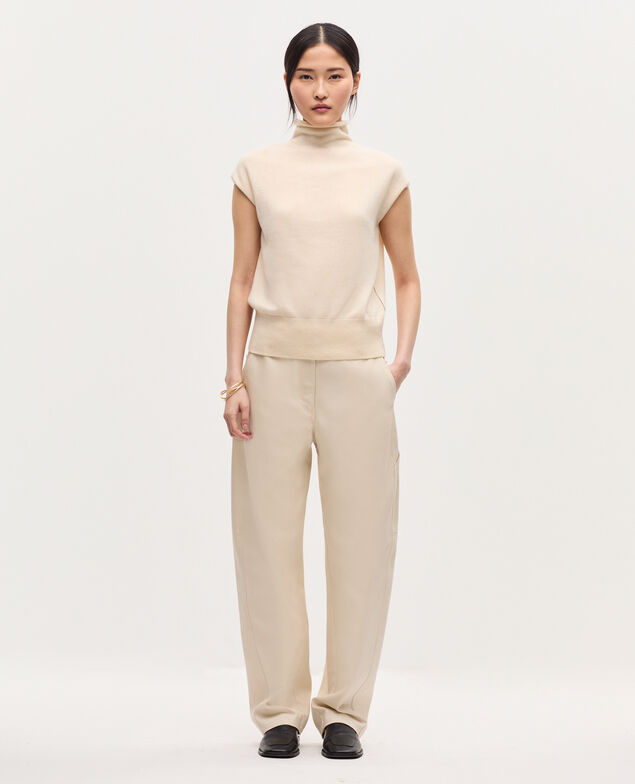 Sleeveless cashmere jumper  K011 ecru st gray