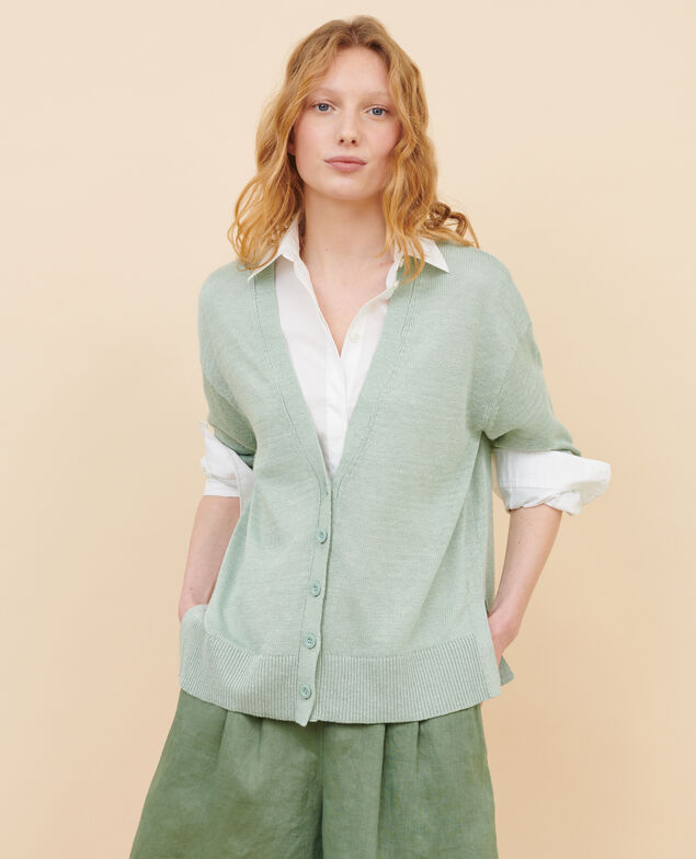 Linen cardigan 50 green