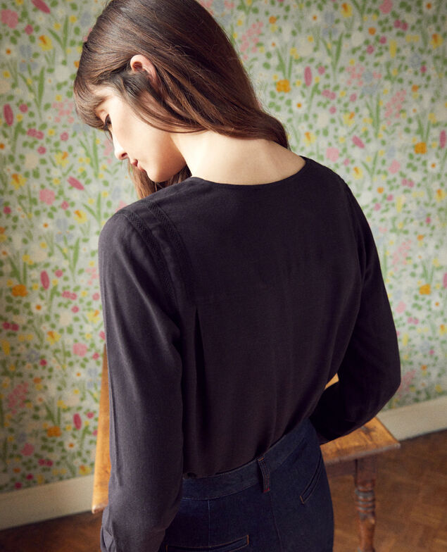Embroidered blouse Noir