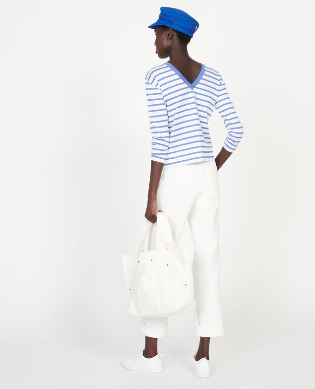 Egyptian cotton t-shirt Stripes optical white amparo blue