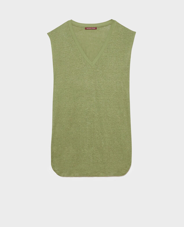 Linen mini dress 52 green