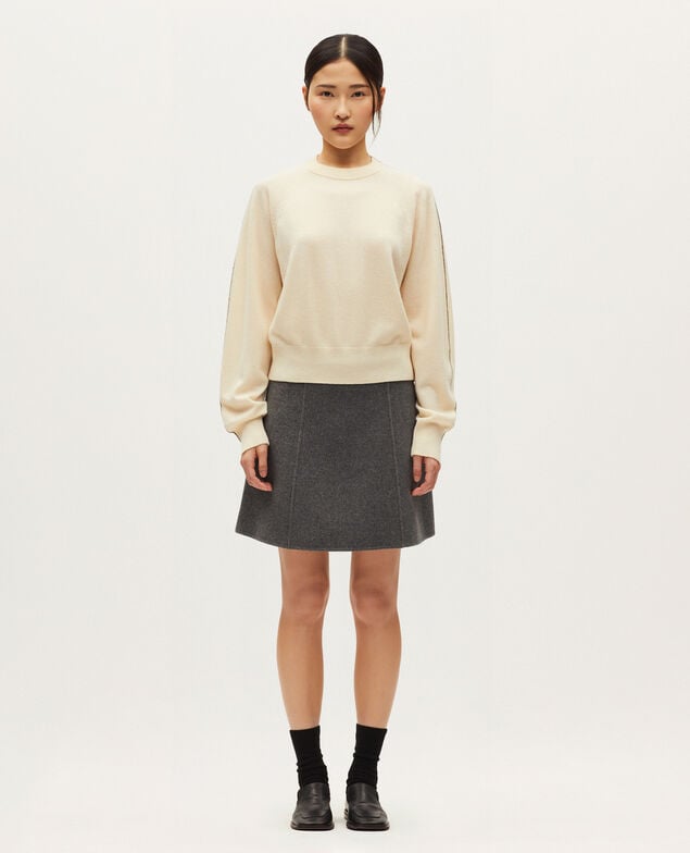 Round neck cashmere jumper K011 ecru st gray