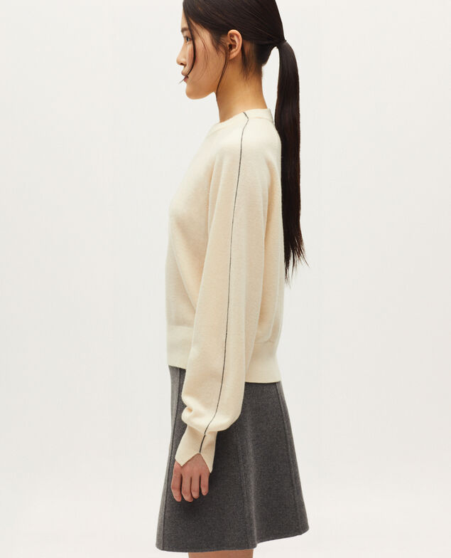 Round neck cashmere jumper K011 ecru st gray