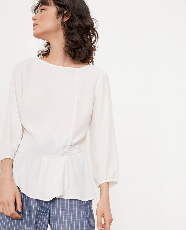 Blouse with round collar White