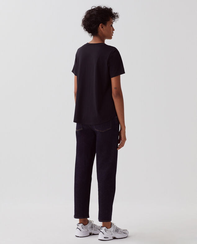 LEA - V-neck cotton t-shirt H091 black beauty