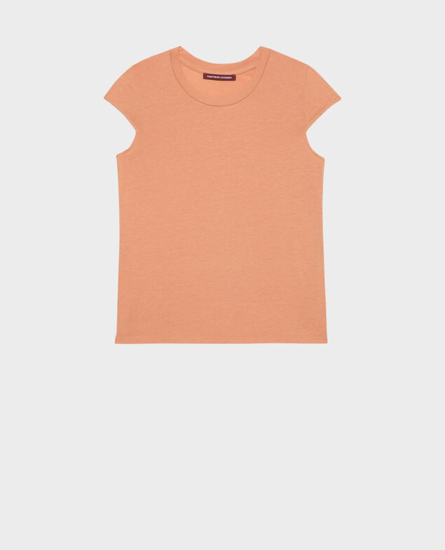 MANON - Round neck cotton blend t-shirt 37 brown