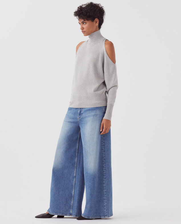 Cold shoulder jumper I025 ashen gray lurex