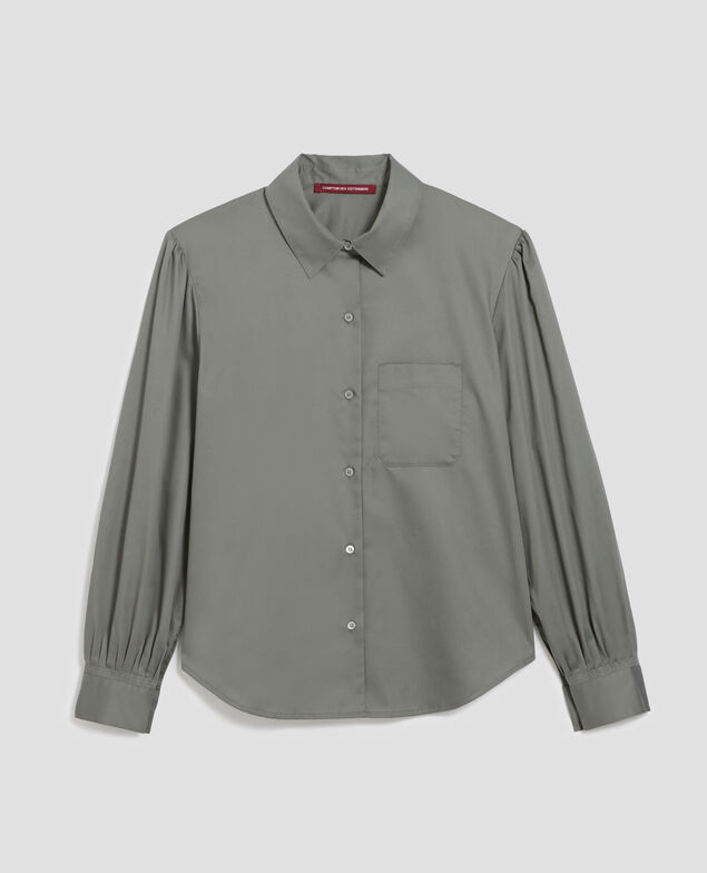 Silky cotton shirt J560 basil dark green