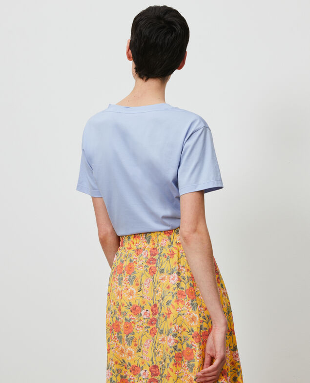 Embroidered cotton t-shirt Blue heron