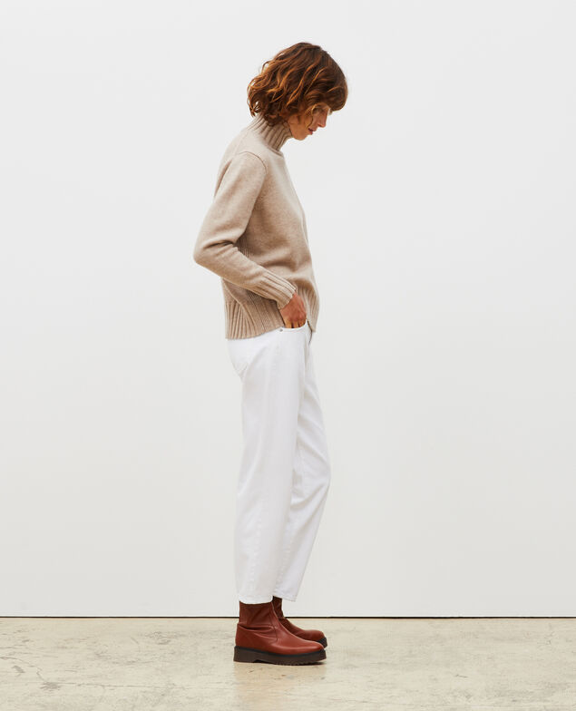 Chunky ribbed turtleneck jumper Latte