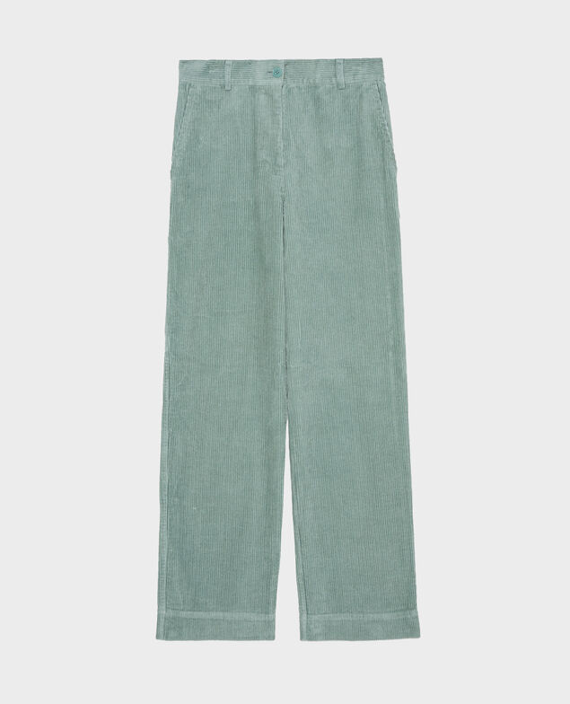 Wide corduroy trousers Chinois green