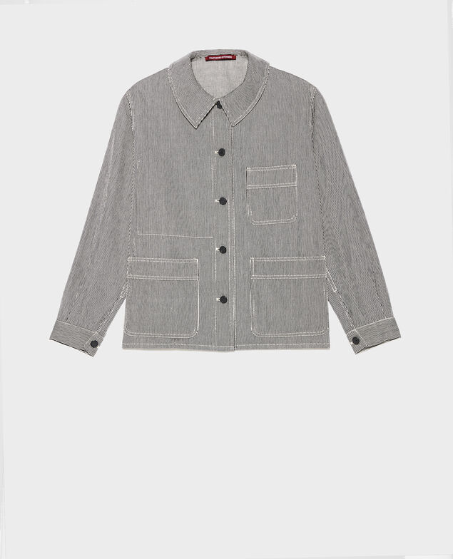 Cotton work jacket Denim stripes