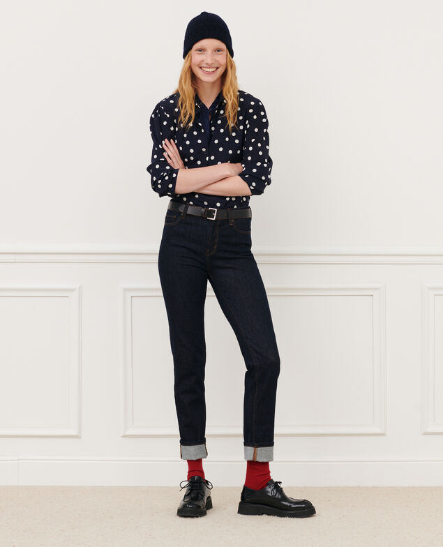 SIBYLLE - Silk shirt 8855 69 navy dots