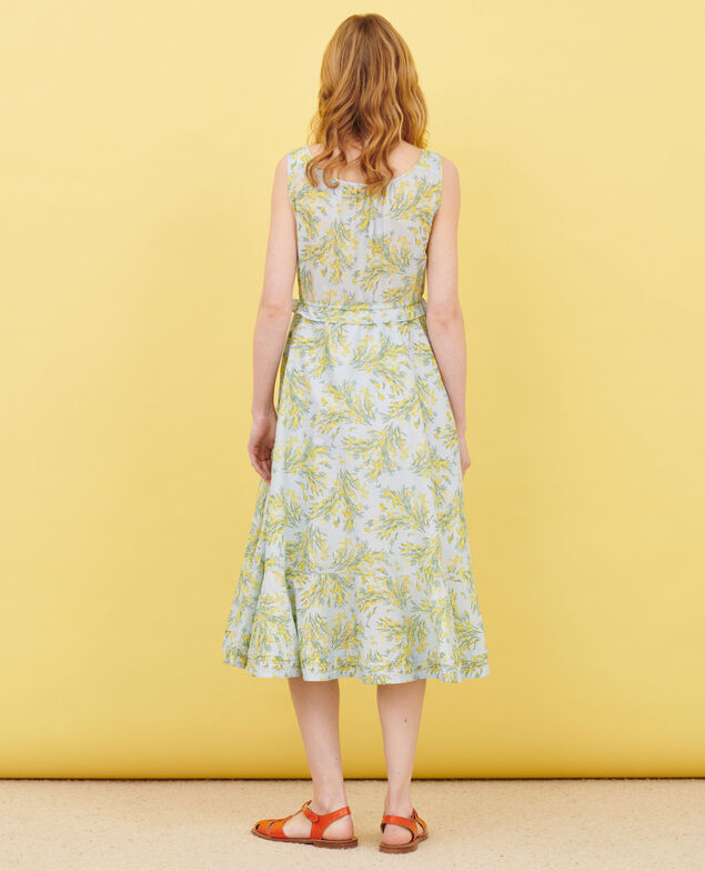 Cotton voile flared dress 93 print blue
