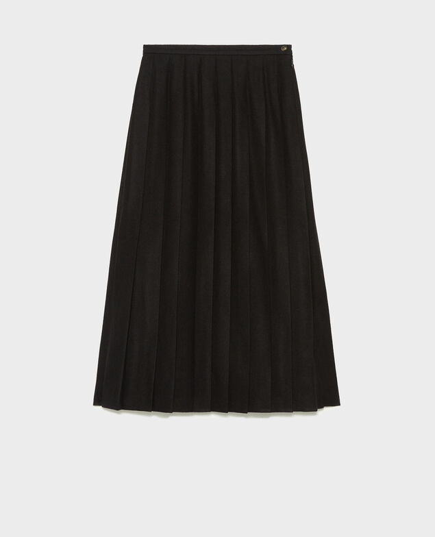Pleated wool tweed skirt Black beauty