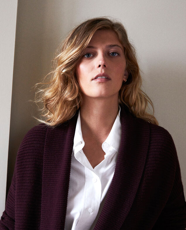 Rib knit long cardigan Fudge