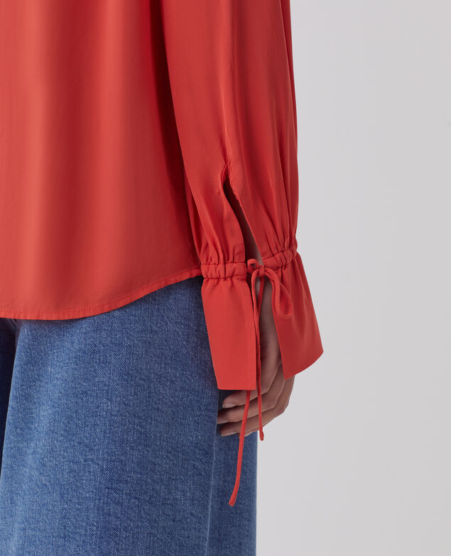 Long-sleeve silky shirt J240 paprika orange