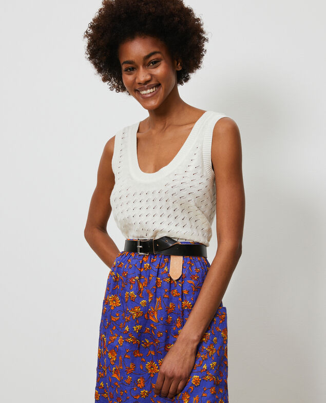 Cotton and linen vest Gardenia