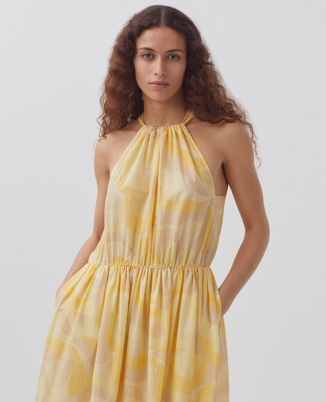 Halter neck maxi dress H413 anemone yellow