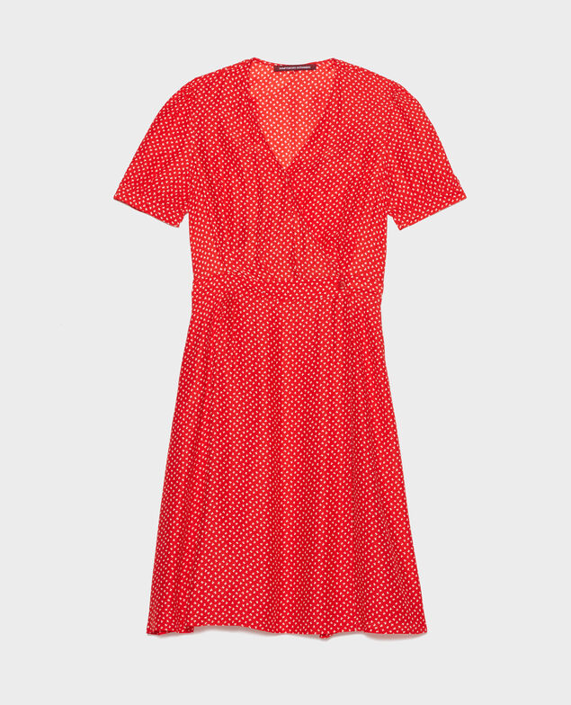 Silk wrap dress Memphis fiery red
