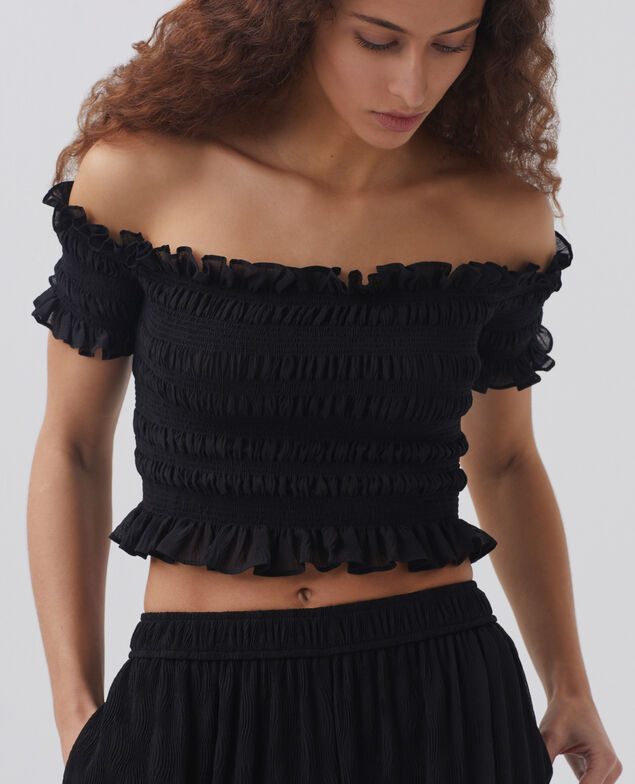 Cropped smock top H091 black beauty