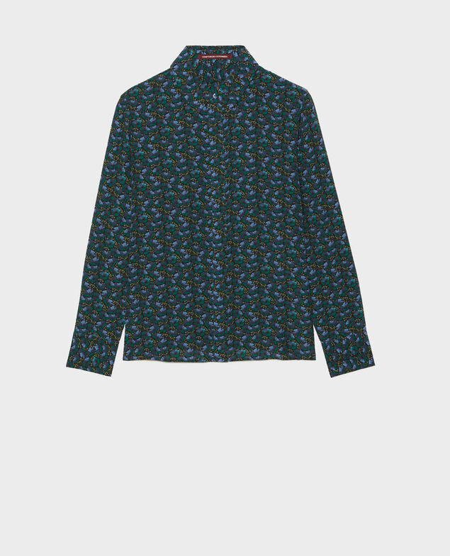 SIBYLLE - Long-sleeve silk shirt Print artdeco darkgreen