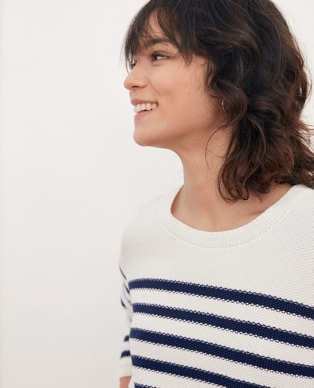 Breton striped jumper Off white/marine
