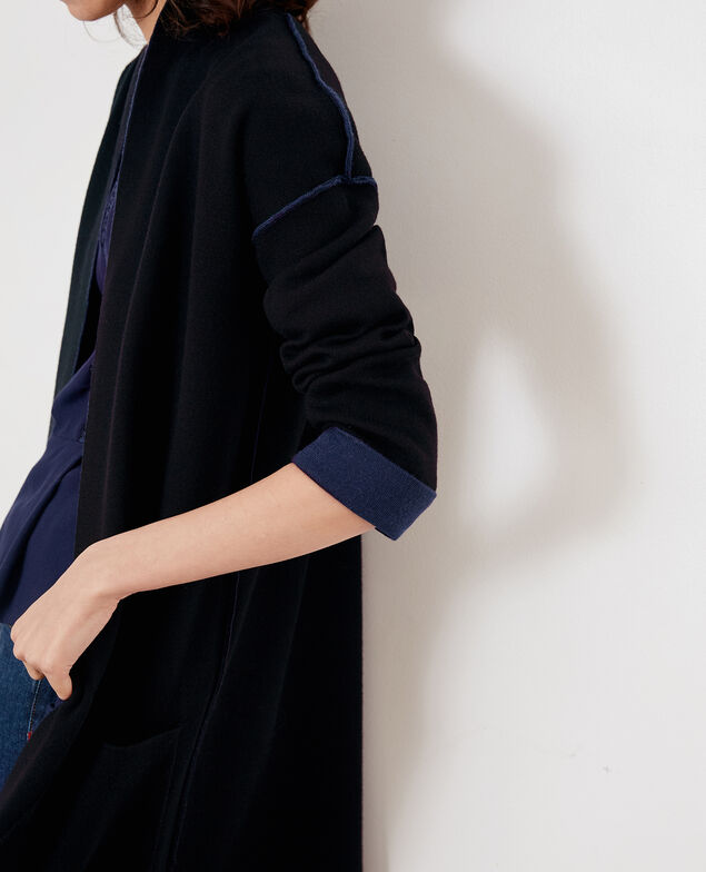 Reversible wool cardigan  Marine/black