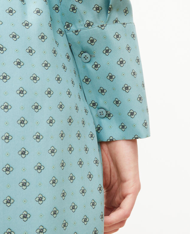 Silk shirt dress with belt Print mosaique treillis
