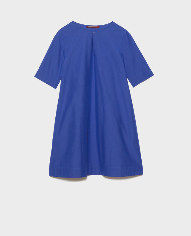 Short cotton and silk dress Royal blue