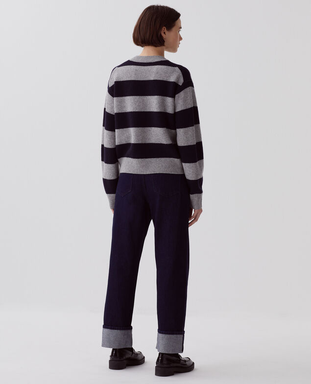 Wool jumper I023 st navy/grey