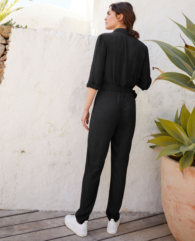 Deep neck jumpsuit Noir